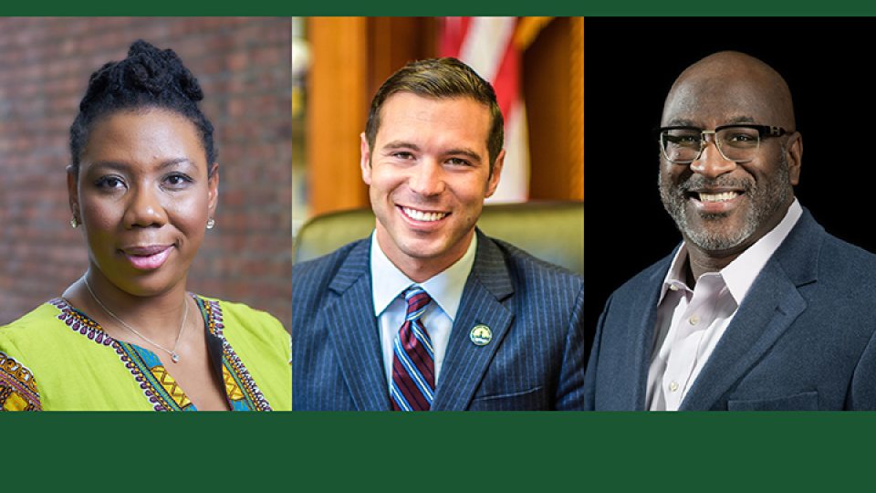 May 2023 Commencement speakers Dr. Juhanna Rogers, Billy Barlow and Dr. Robert Simmons