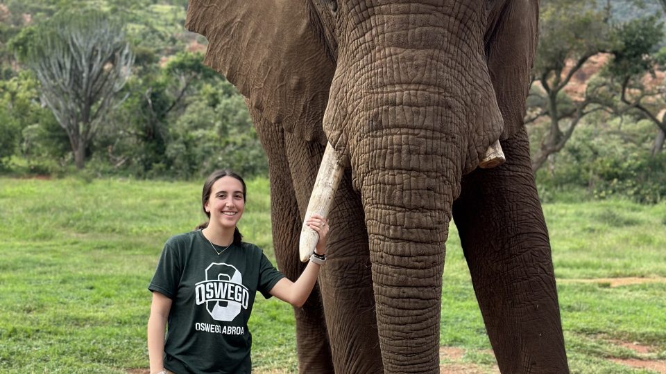 Many Oswego students have benefited from study-abroad opportunities, such as Hannah McCullough, who studied abroad on the faculty-led South Africa (Bela-Bela) Winter 2024 program.