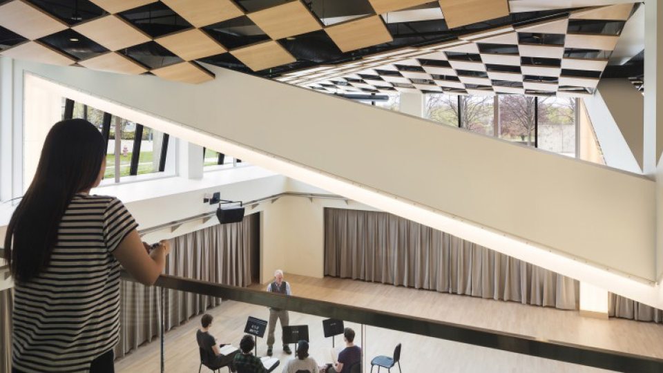 Tyler Hall rehearsal space viewed from above