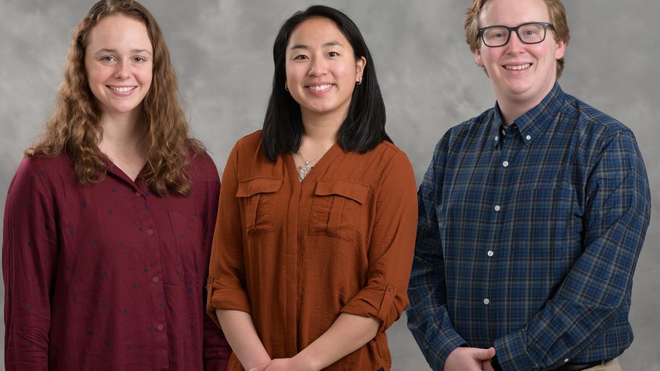 This year's winners of the Chancellor's Awards for Student Excellence are from left Chanel Meyer, Samantha Jenks and Dylan DiGrazia