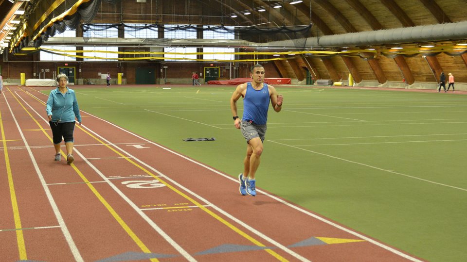 Runners, walkers use Romney Field House track