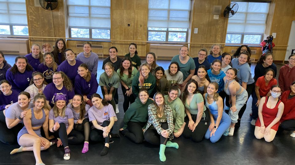 The college’s Del Sarte Dance Club with a group photo as they prepare for their spring recital