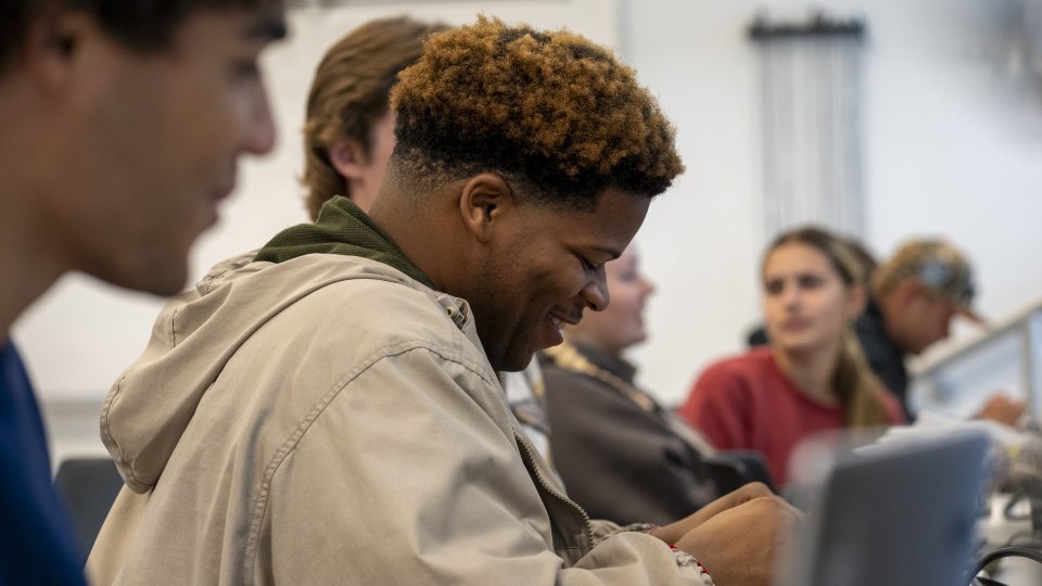 Students work in an engineering lab