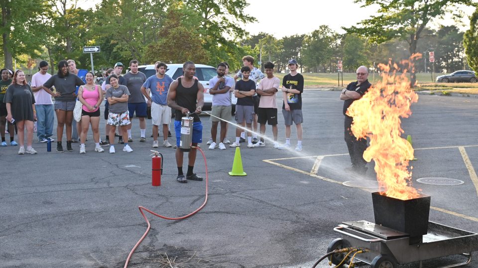 In August, before new students even moved on campus, Oswego Town fire officials hosted training for residence assistants on fire prevention, how to use fire extinguishers and more