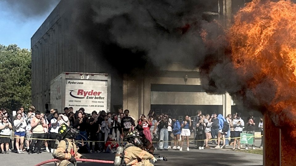 Changes in operations, training and education -- such as this Fire Safety Month activity where firefighters battled a mock blaze on Oct. 1 -- have led to a large reduction in fire calls impacting local agencies