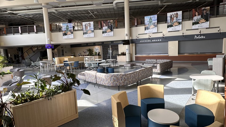 A view of the renovated Marano Campus Center food court