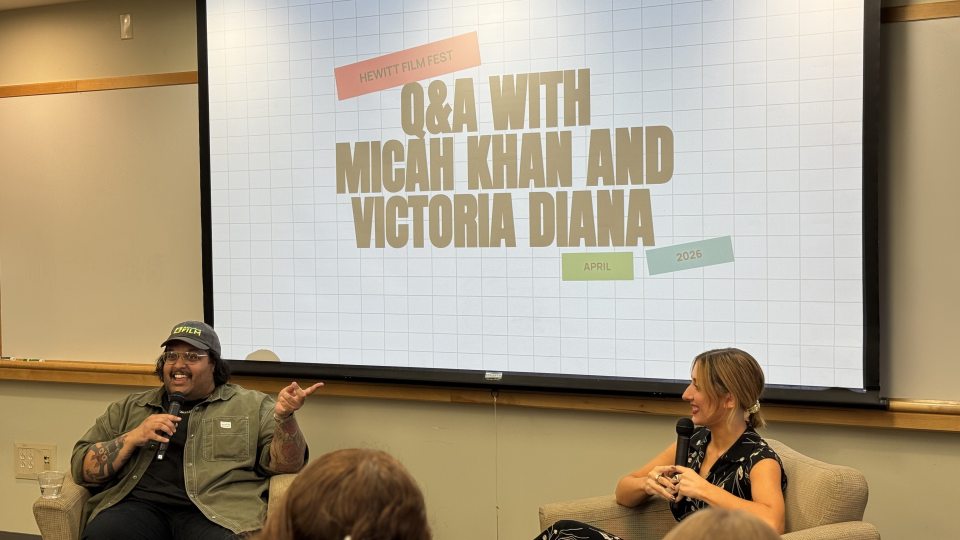 Albany filmmakers Victoria Diana of the Class of 2015 and Micah Khan provided an insightful talk as part of the inaugural Hewitt Film Festival.