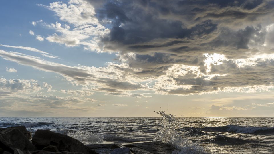 View of Lake Ontario as sunset approaches