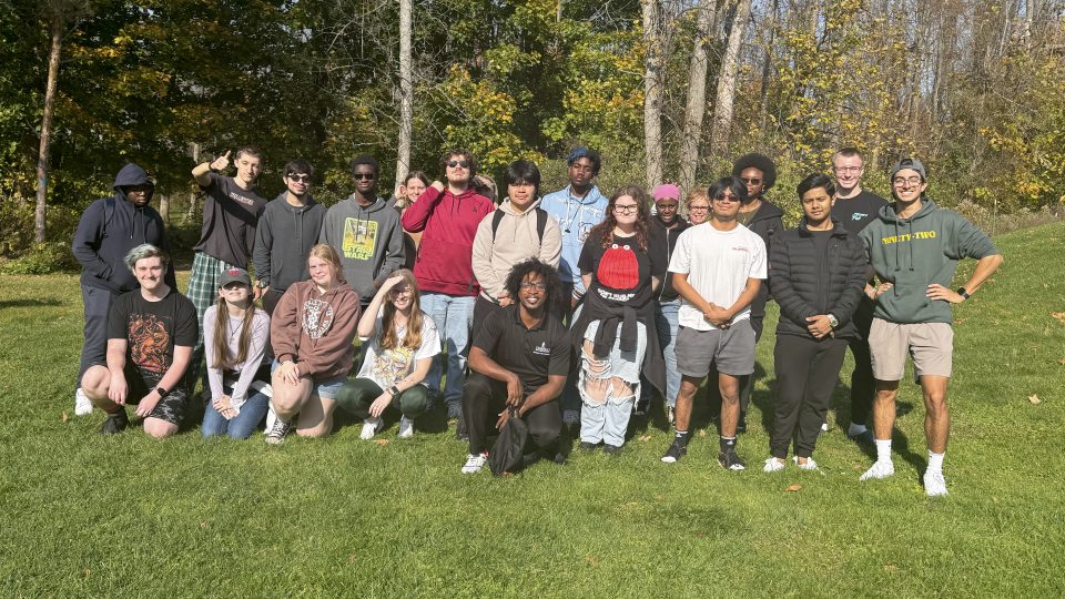 Students in the Live Well Living Learning Community gather at Rice Creek Field Station