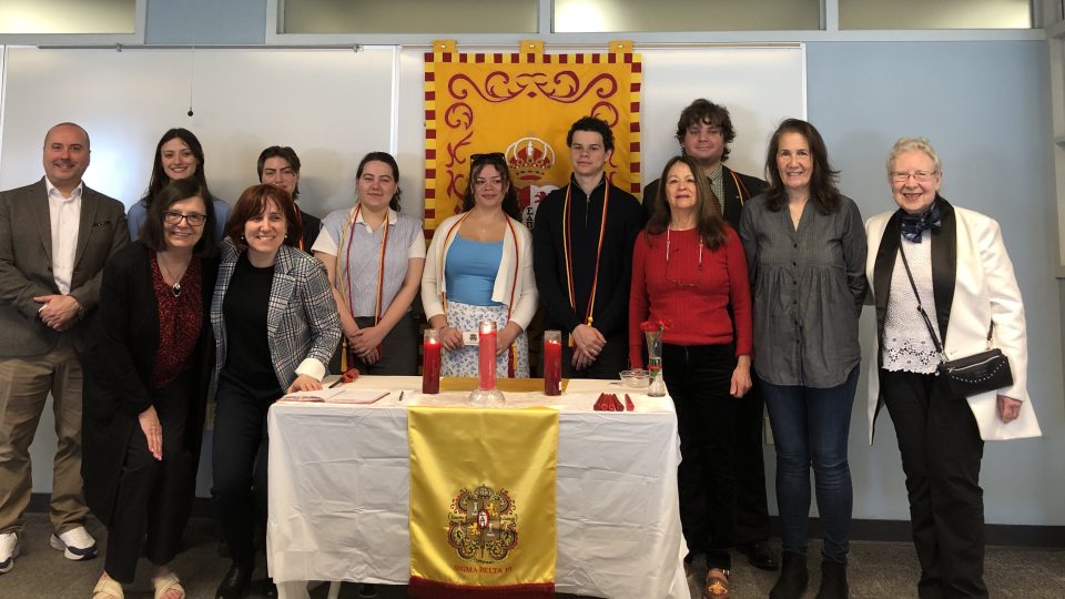 The Department of Modern Languages and Literatures (MLL) held its annual induction ceremony for the Spanish Honor Society, Sigma Delta Pi, on Quest Day, welcoming 11 new members.