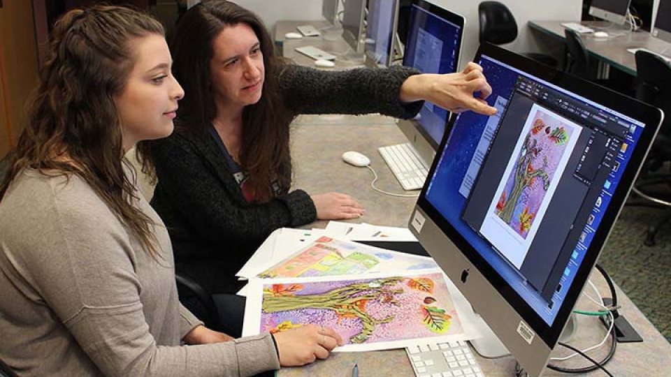 Students preparing for exhibition