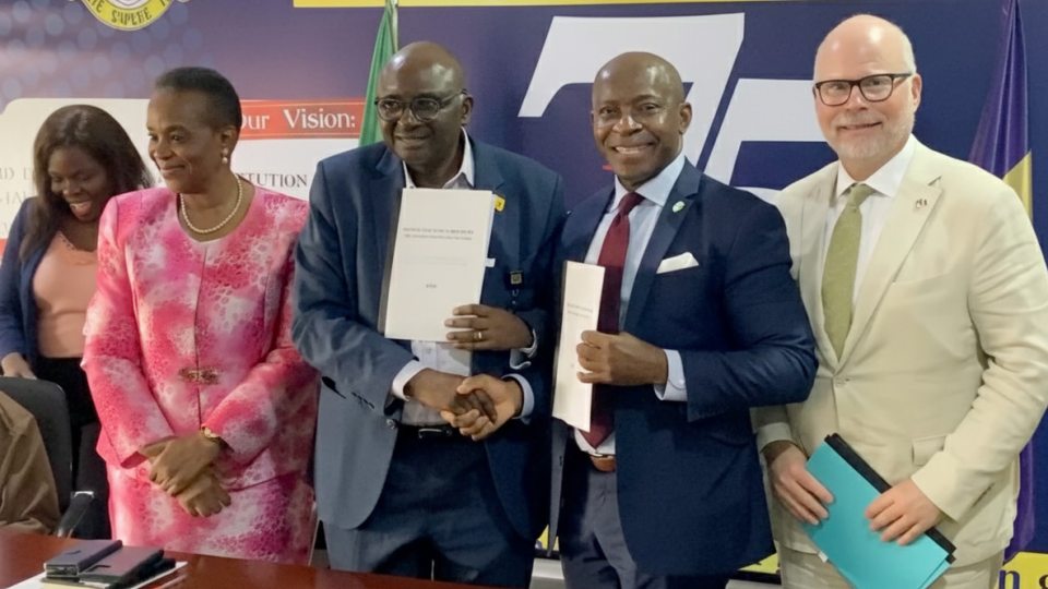 President Nwosu at the University of Ibadan, where he signed Oswego’s first institutional agreement in Nigeria