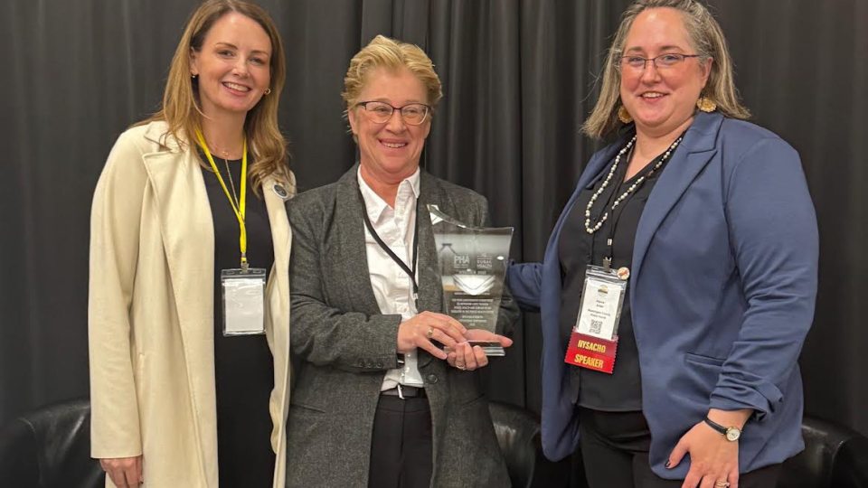 Adjunct professor Diane Oldenburg of the Health Promotion and Wellness Department was recently honored with the Hermann M. Biggs Memorial Medal and Certificate, a prestigious lifetime achievement award from the New York State Public Health Association