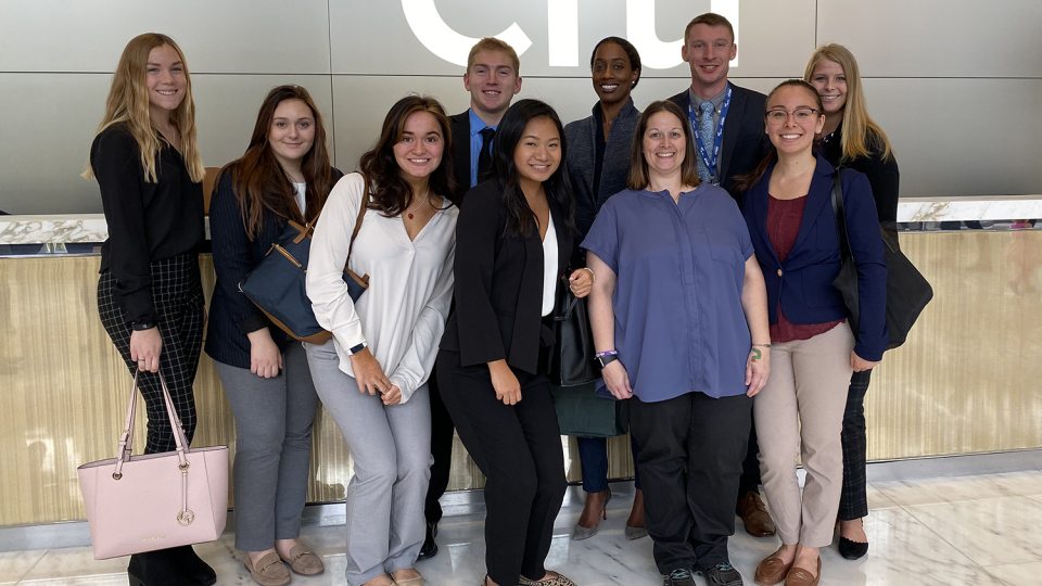 Oswego students getting a behind-the-scenes view of CitiGroup, thanks to an alumna