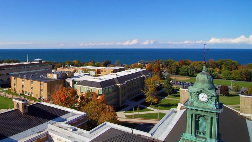 Aerial view of Sheldon. Park-Wilber and Shineman showcasing beautiful campus
