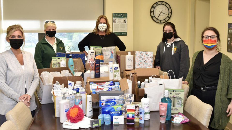 A SUNY Oswego collection drive netting $2000 in materials that will benefit families fleeing domestic violence in Oswego County