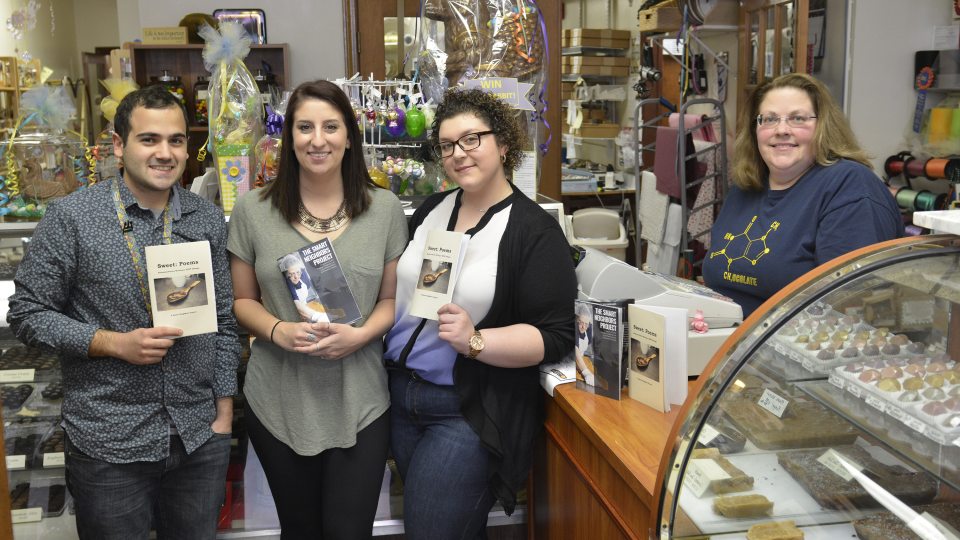 Students at Man in the Moon candy shop