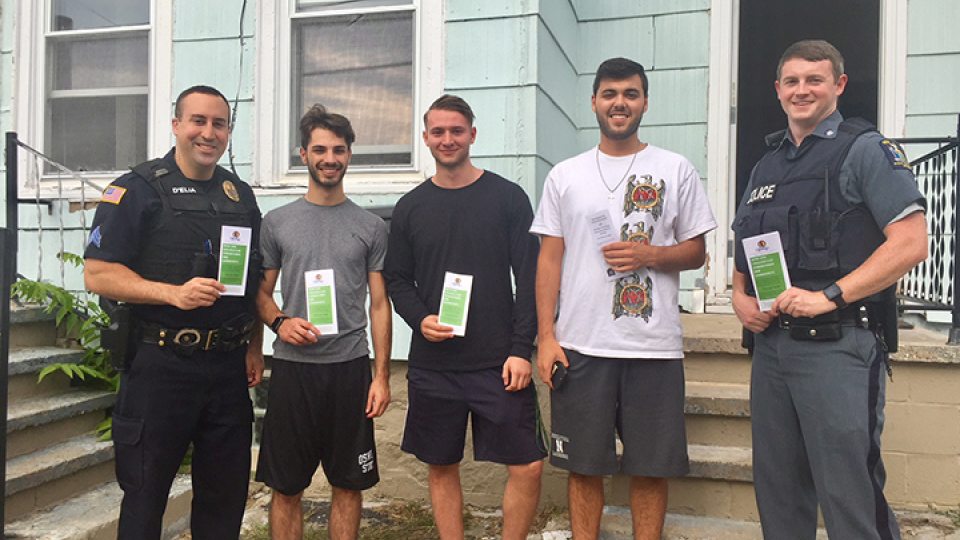 Police greet off-campus students as part of Welcome Back patrol