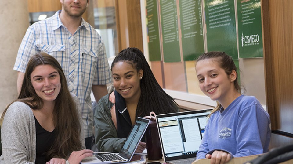 SUNY Oswego students in the Shineman Center