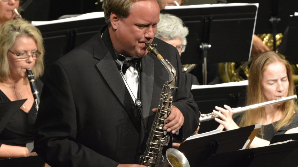 Trevor Jorgensen plays saxophone