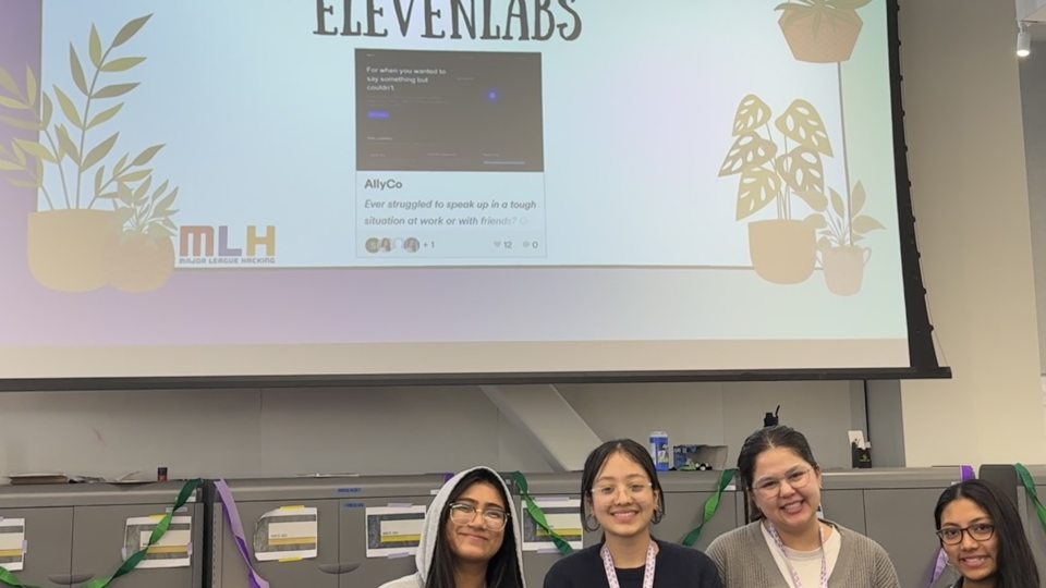 SUNY Oswego’s Women in Computing (WiC) club earned recognition at WiCHacks 2026, taking home the Best Use of ElevenLabs award for their innovative AI-powered application, AllyCo.
