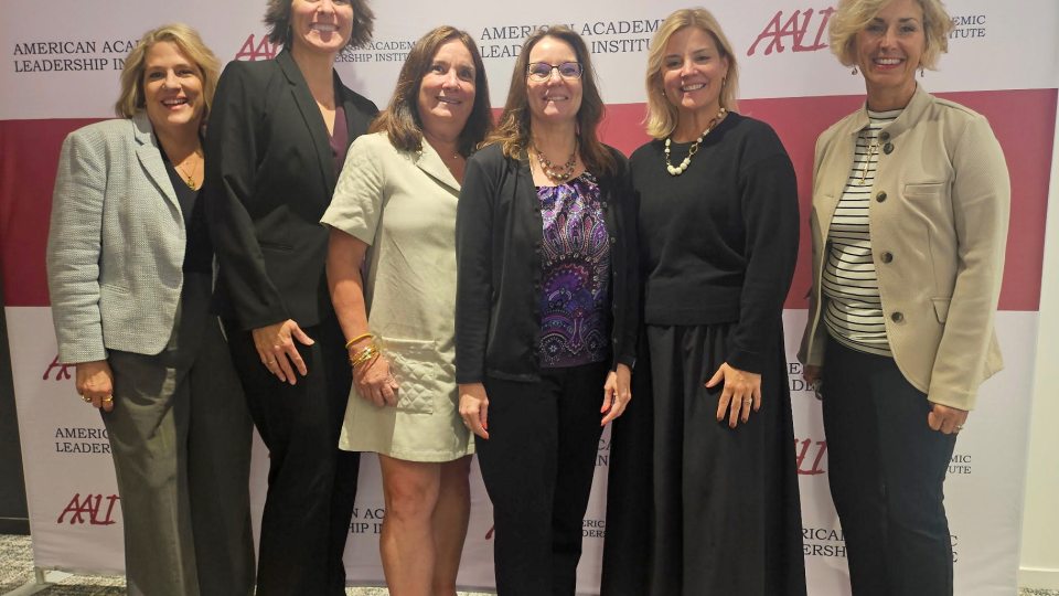 Kristen Eichhorn (second from right) pauses with fellow top campus administrators in the American Association of State Colleges and Universities’ Becoming a Provost Academy