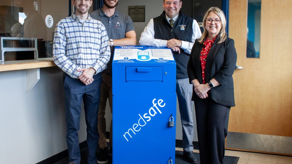 The Oswego County Prevention Coalition, in partnership with SUNY Oswego, is pleased to announce the installation of a new MedSafe prescription drug disposal dropbox on campus. Located inside the University Police Department, Pathfinder Hall, this initiative marks the seventh safe disposal dropbox to be installed across Oswego County as part of the coalition's mission to eliminate medical waste and dispose of prescription drugs safely.