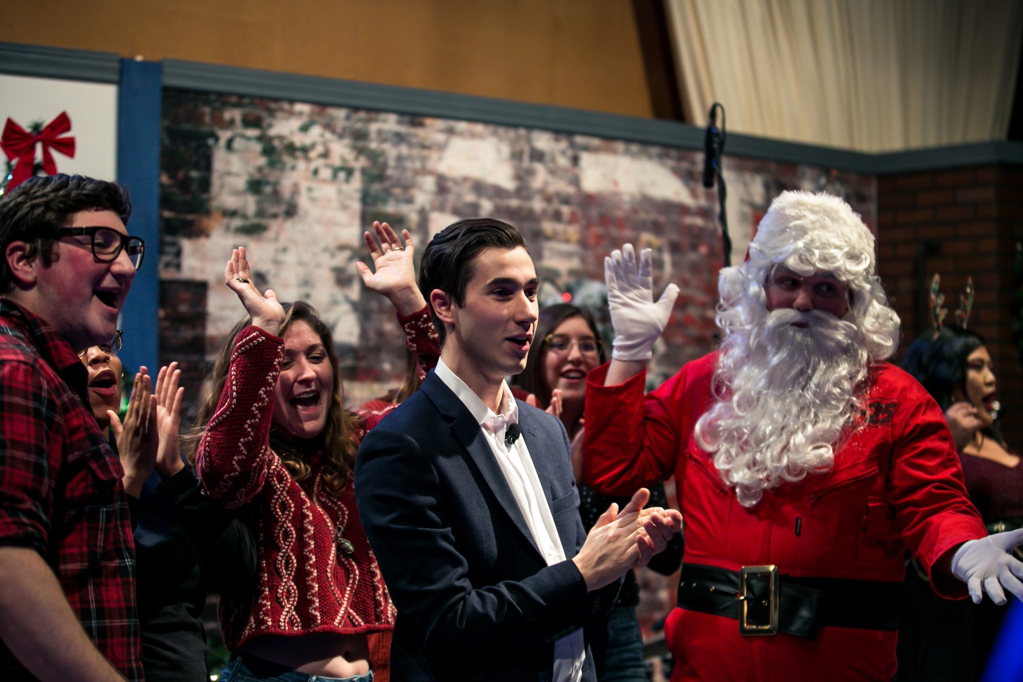 Scene from wrapping up filming Oswego Holiday Television Special
