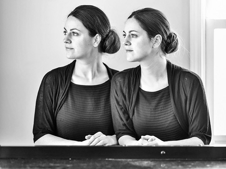 Canfield twins and a piano