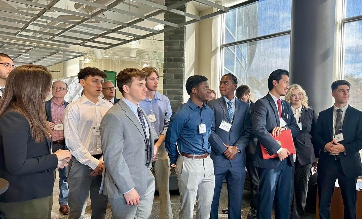 Members of the SUNY Oswego Real Estate Club gather at its well-attended 2024 conference on campus.