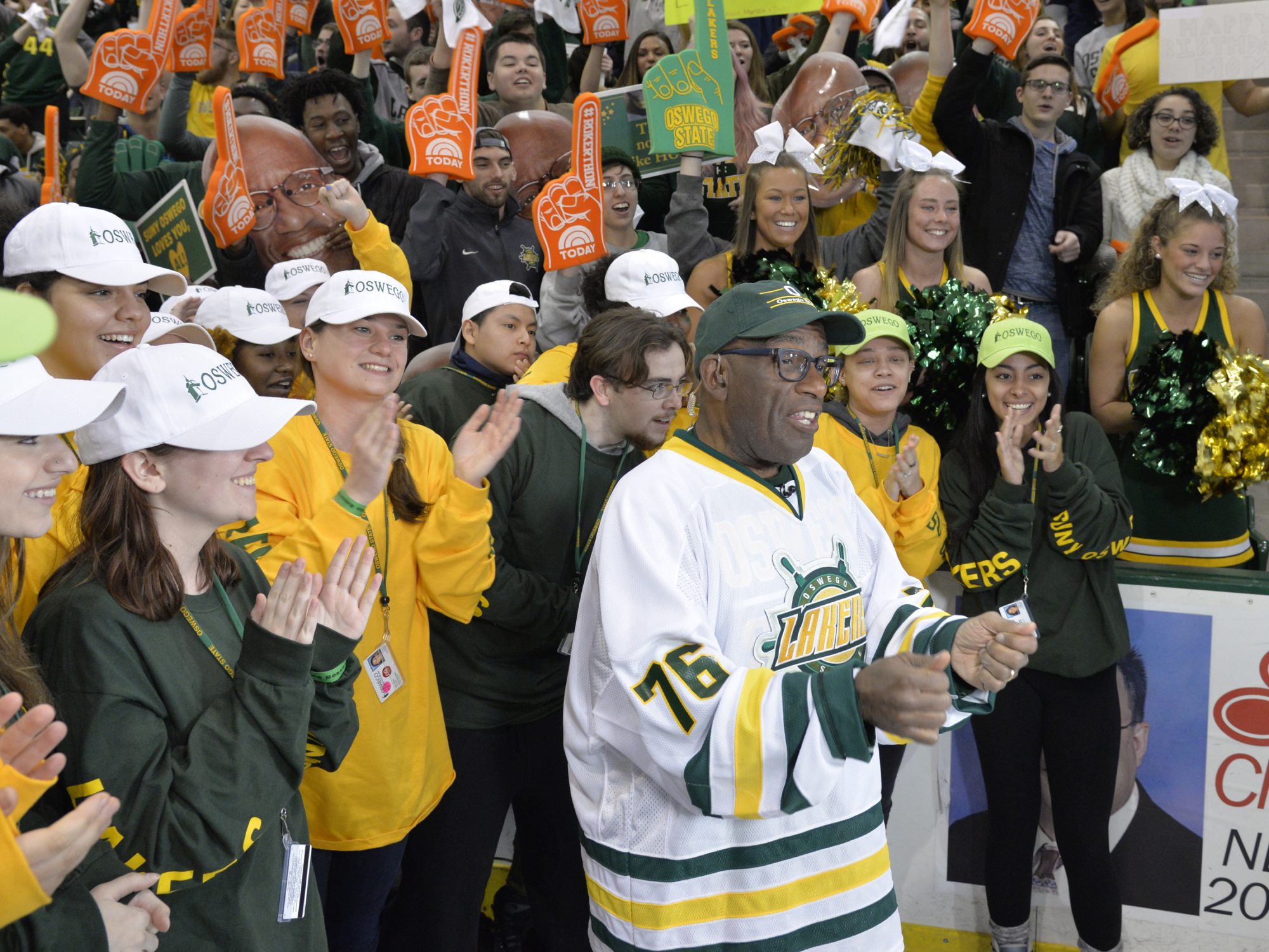 Al Roker broadcasts from his alma mater of SUNY Oswego during the 2017 Rokerthon