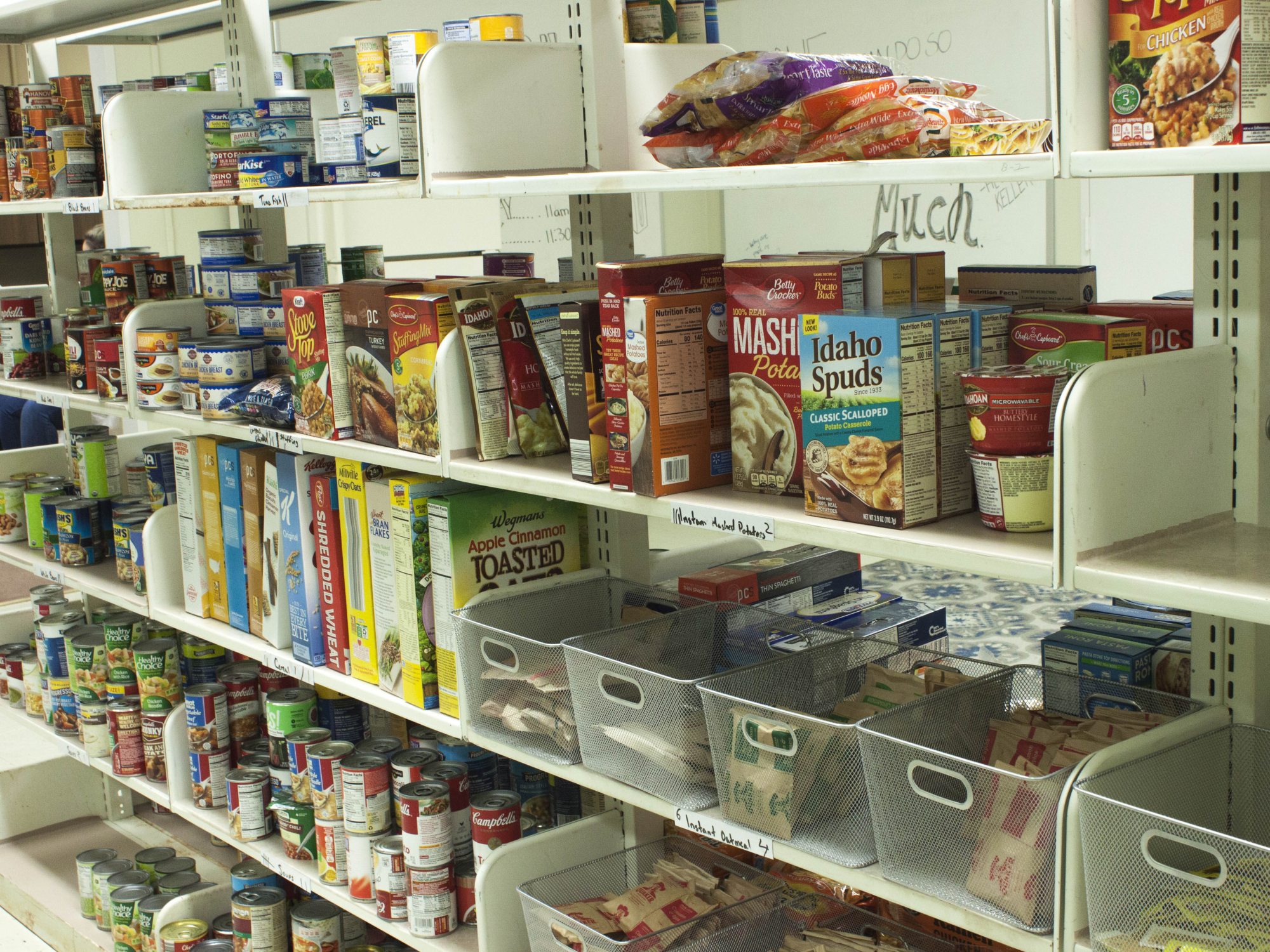 Food items on shelves in the SHOP pantry
