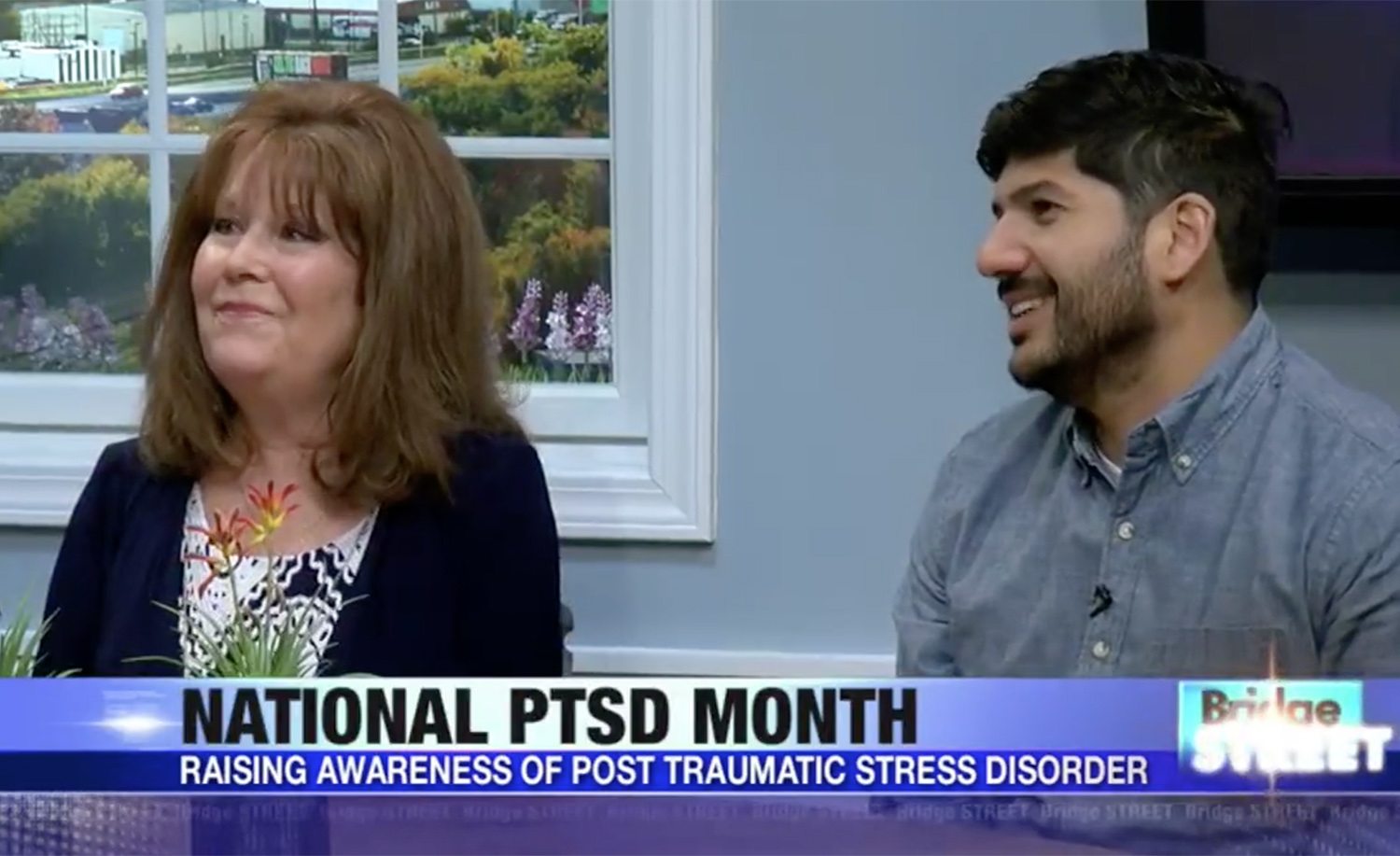 SUNY Oswego's Karen Wolford and SU FalkCollege's Ivan Castro on Bridge Street TV show.