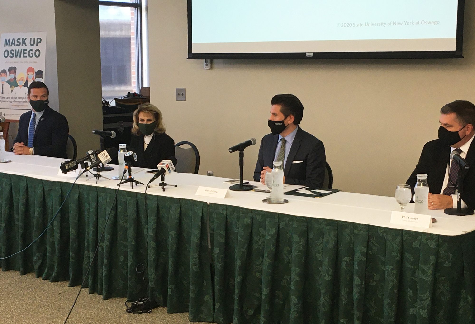 City of Oswego Mayor Billy Barlow, SUNY Oswego President Deborah F. Stanley, SUNY Chancellor Jim Malatras, Oswego County Administrator Phil Church