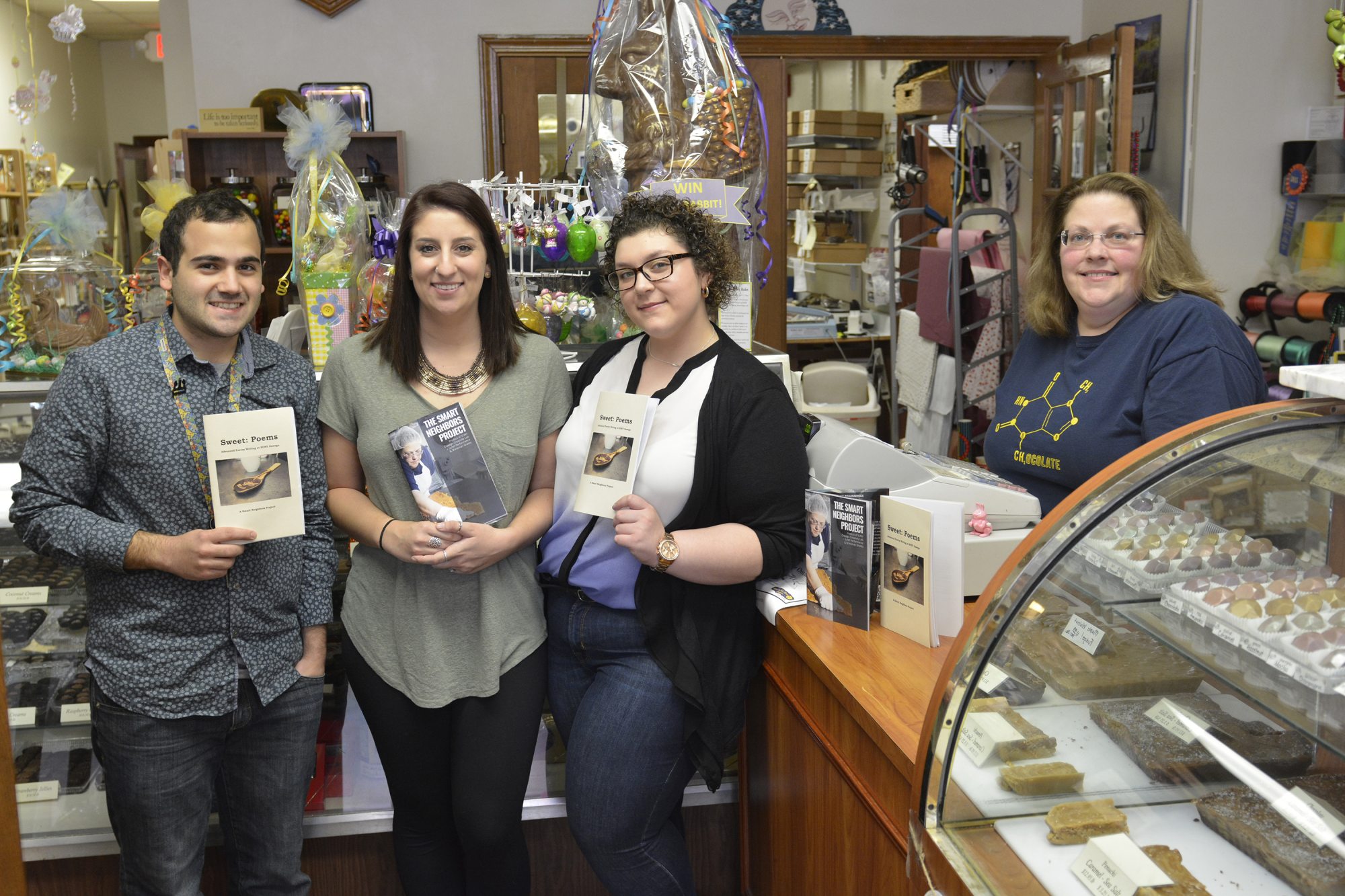 Students at Man in the Moon candy shop