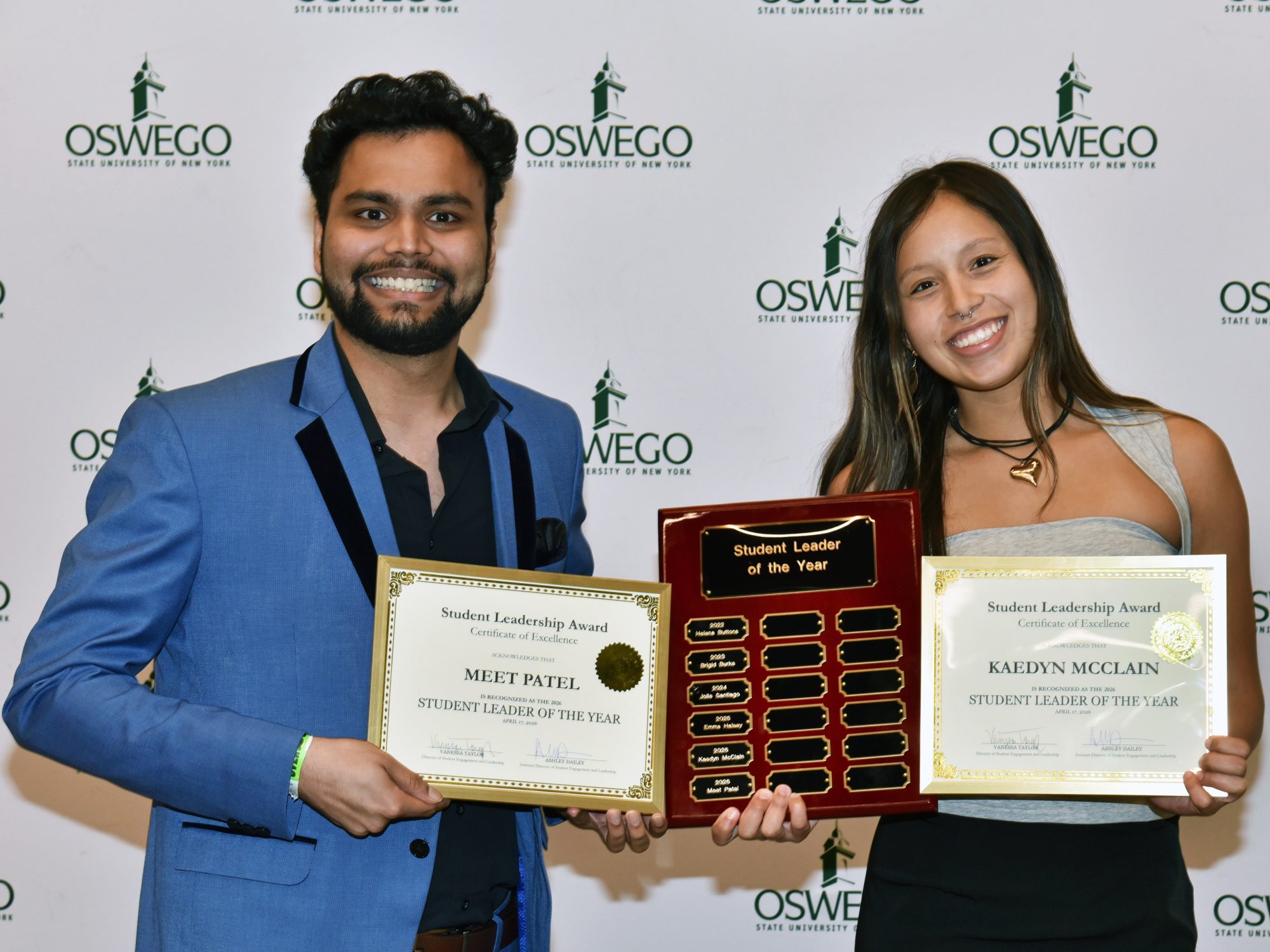 Meet Patel and Kaedyn McClain were named the Student Leaders of the Year at this year's Student Leadership Ceremony.