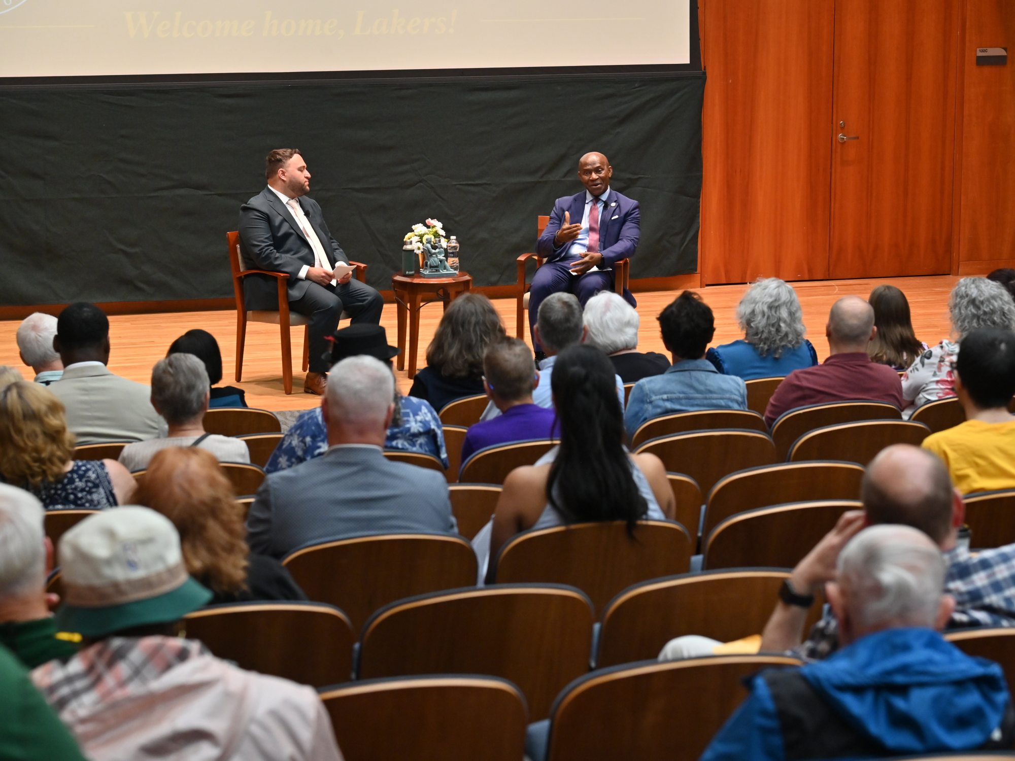 Alumni listen to the annual Reunion highlight where President Peter O. Nwosu provides the latest vision for the university.
