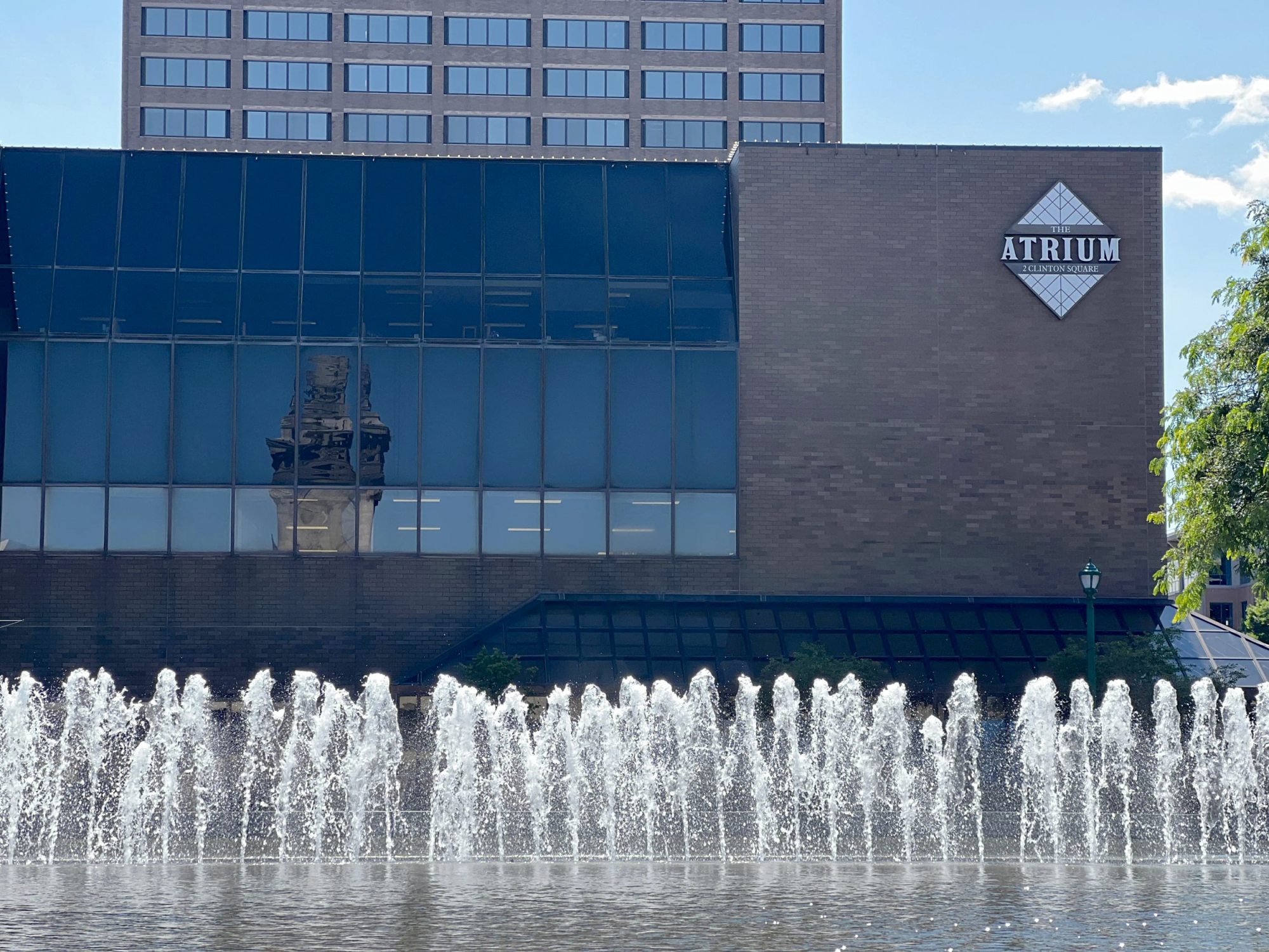 SUNY Oswego at Syracuse next to the Clinton Square fountain