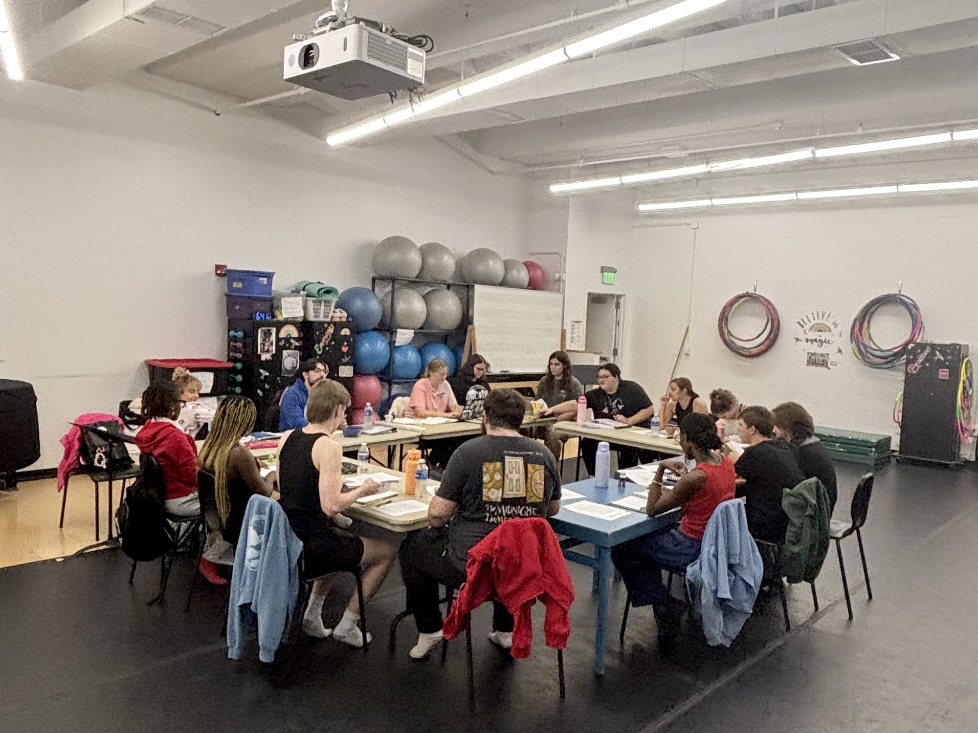 Cast and crew for "The Appliance Department" in an earlier reading and development session. 