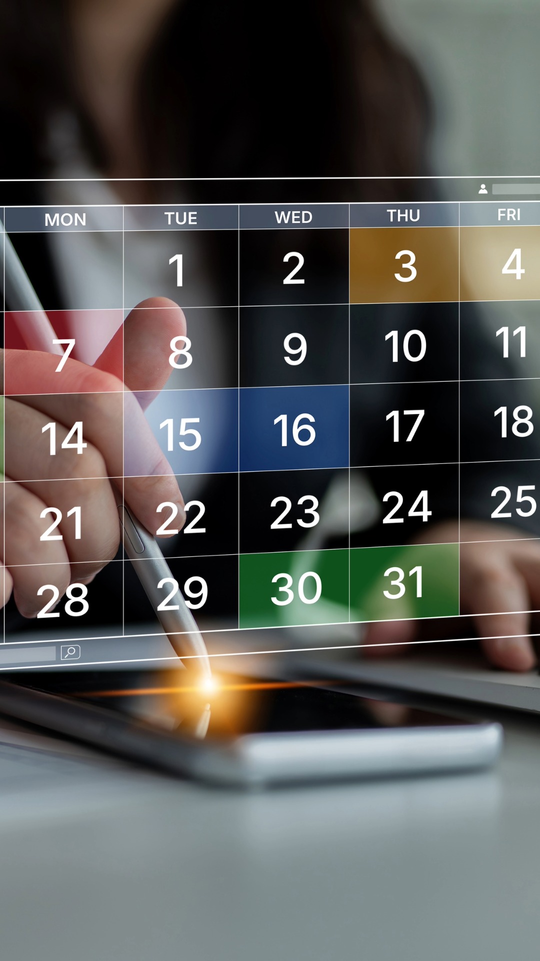 A student syncs their phone calendar.