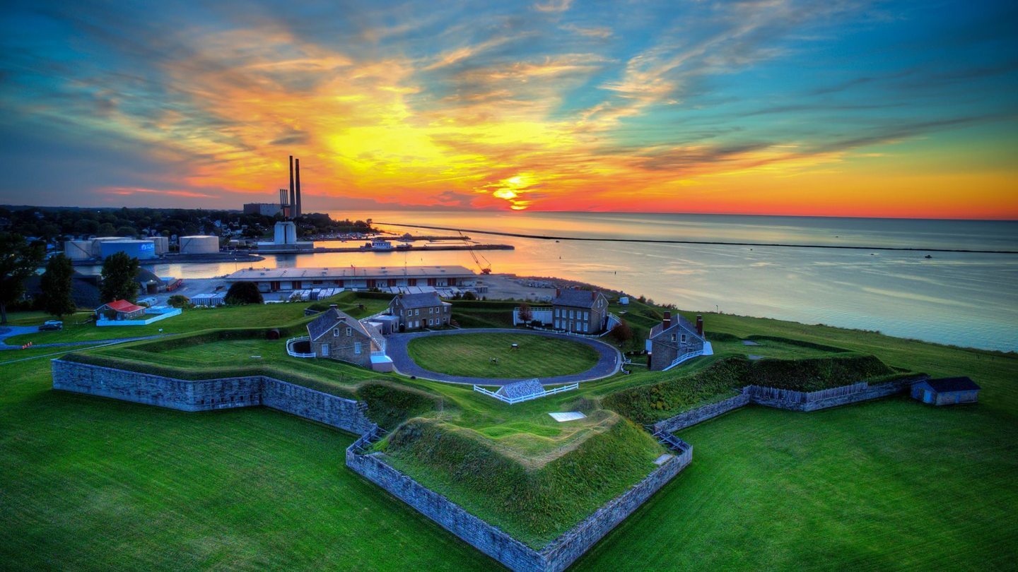 sunset over Fort Ontario