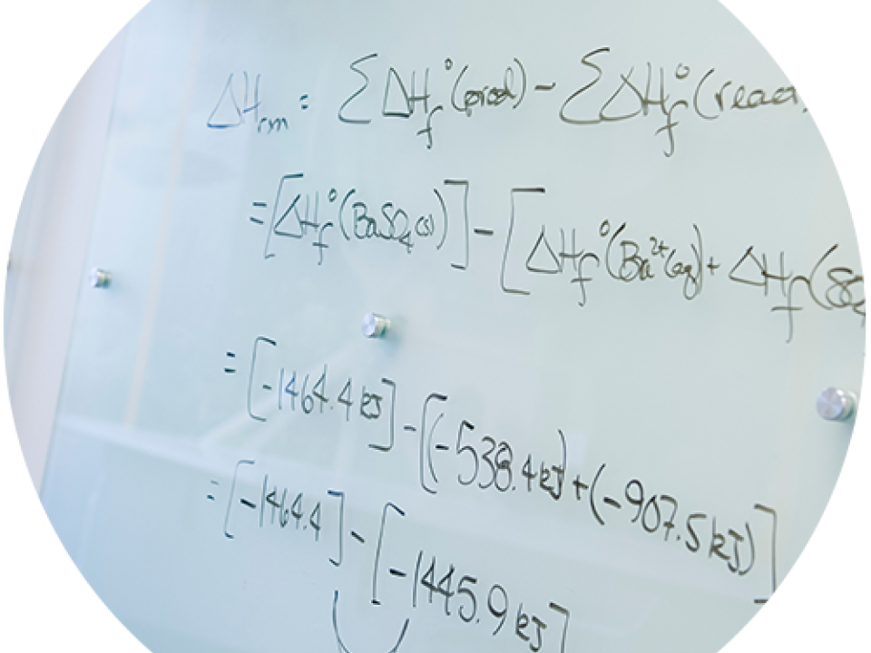 Written equations on white board
