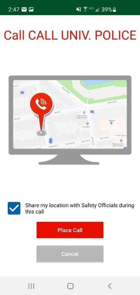 Placing a call to University Police