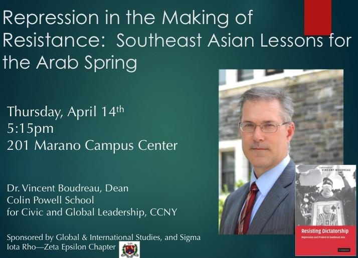 Poster on Repression in the Making of Resistance: Southeast Asian Lessons for the Arab Spring