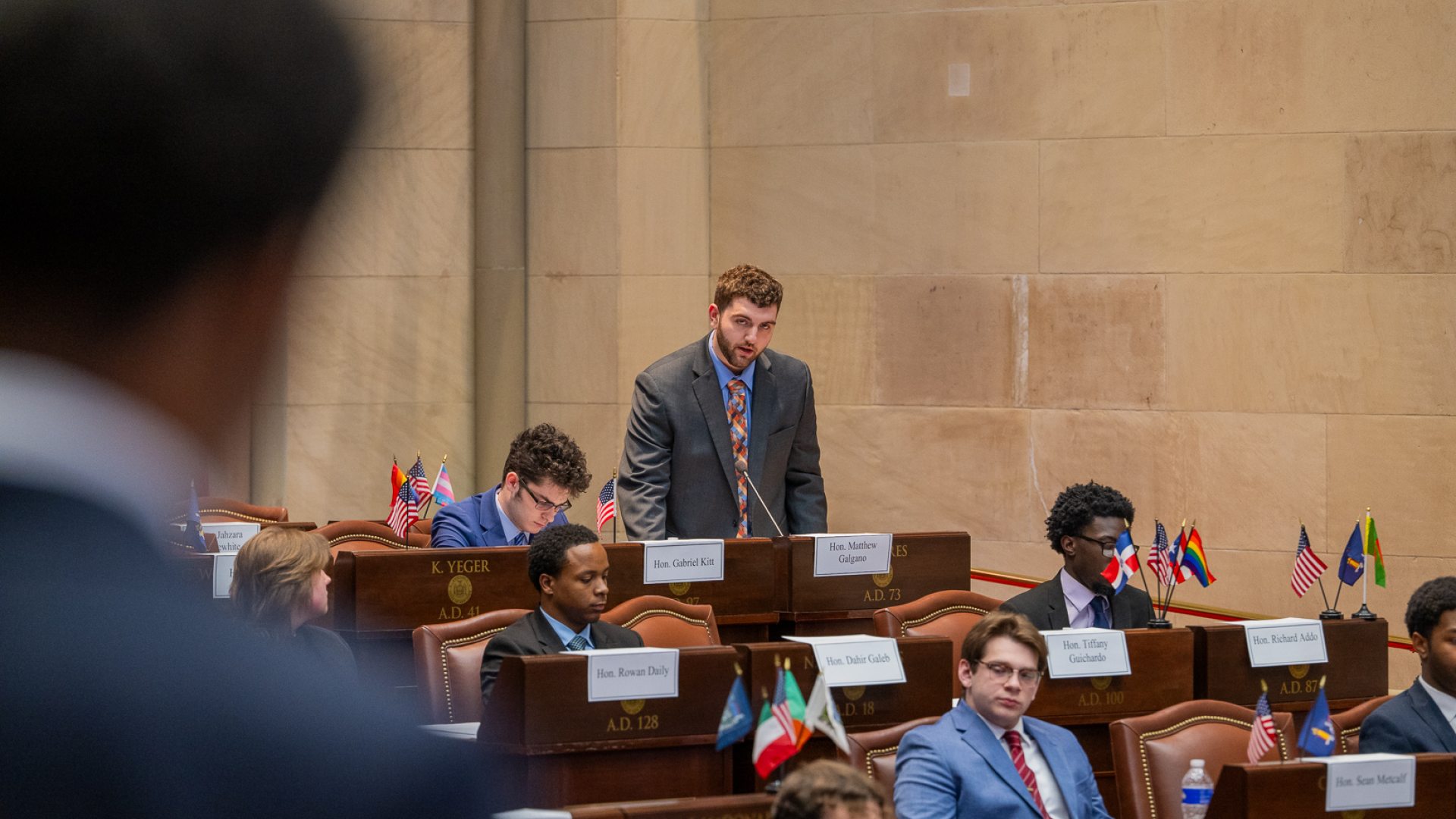 Former SUNY Oswego student Matt Galgano during his internship with the New York State Assembly.