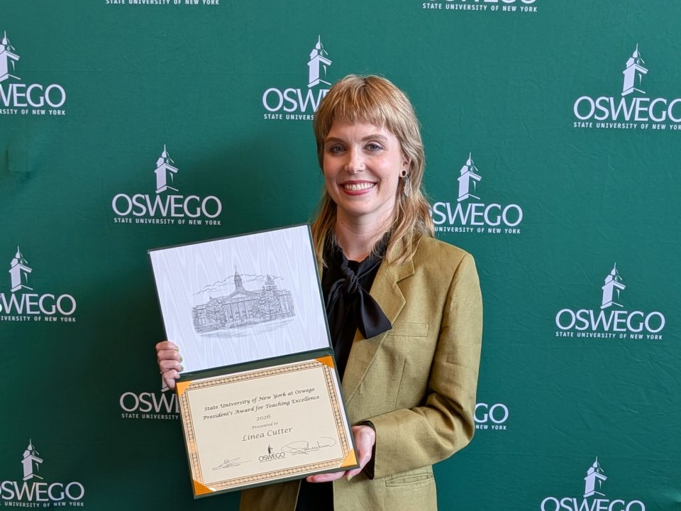 Dr. Cutter received the SUNY Oswego President's Award for Teaching Excellence in 2026