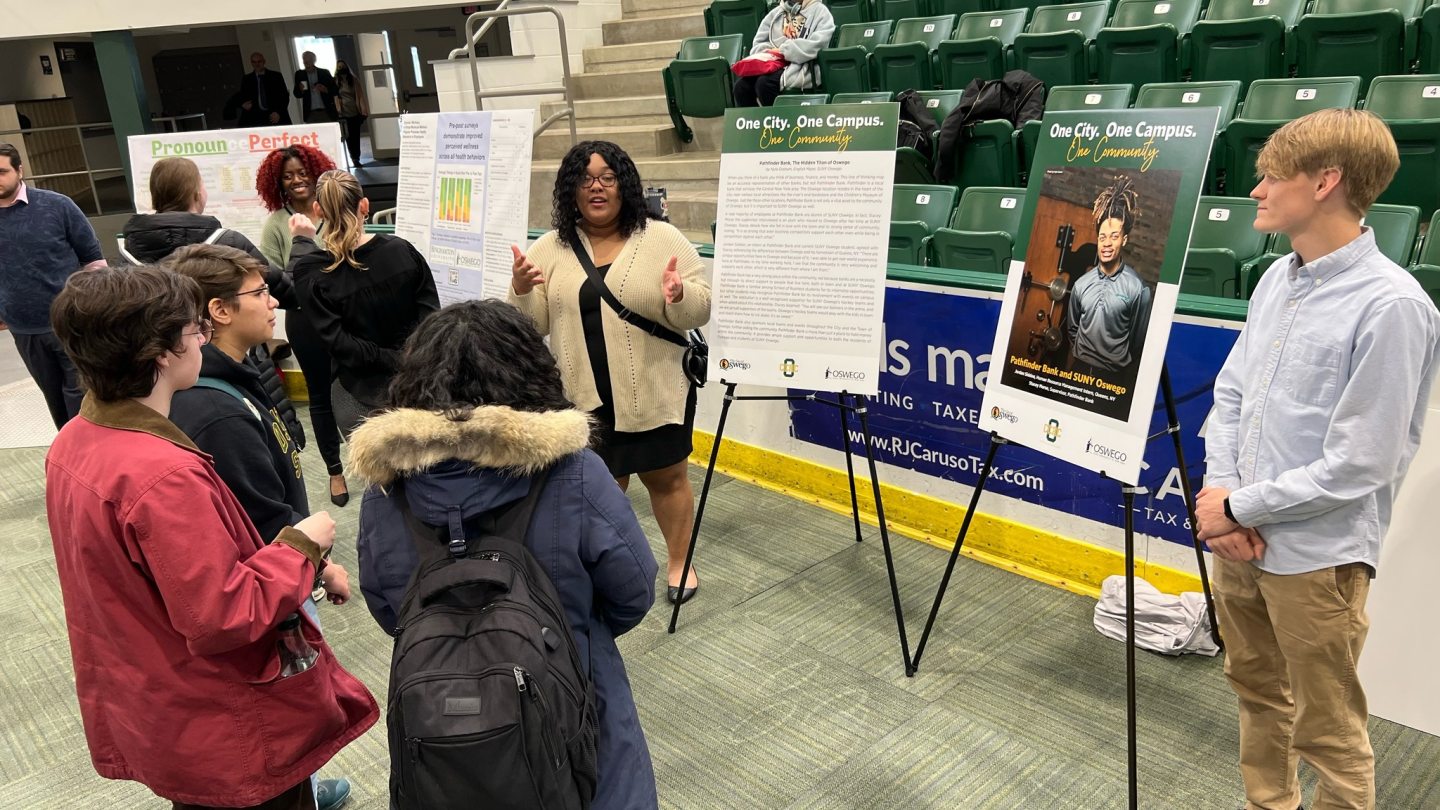 Students leading poster sessions