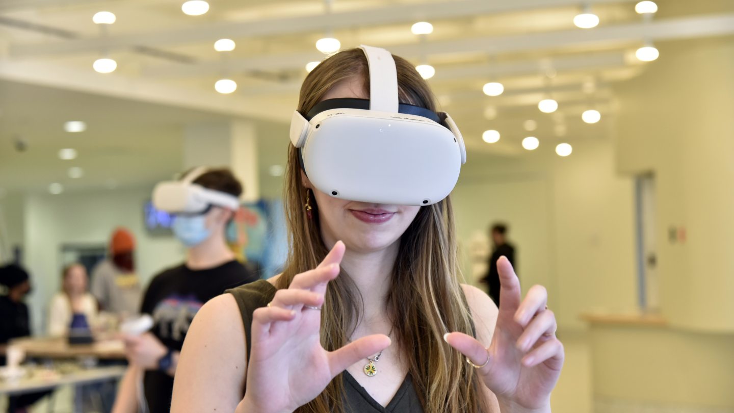 female student with a vr headset