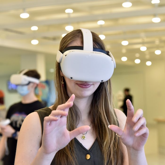 female student with a vr headset