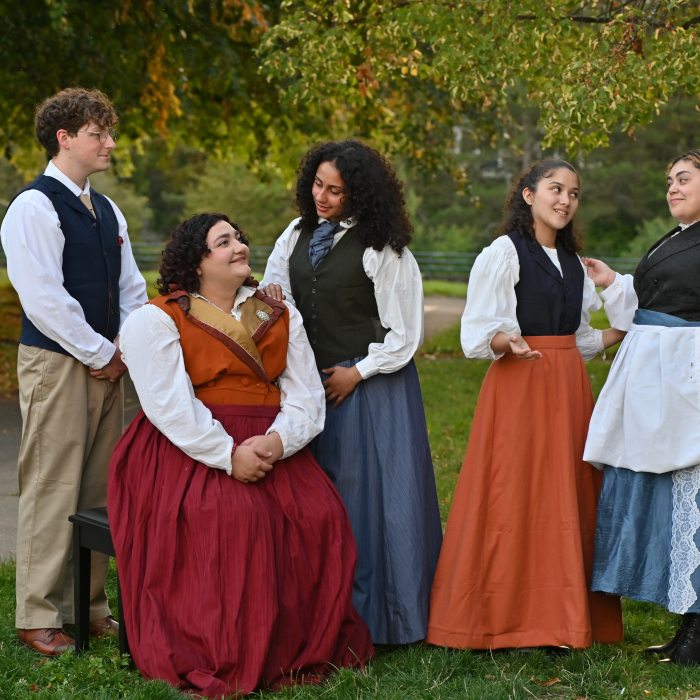 Cast members in period costumes from SUNY Oswego Theatre’s production of Silent Sky.